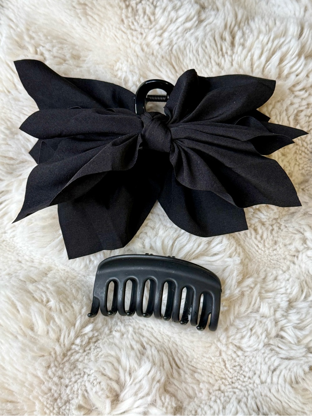 Black Bow Hair Clip with Matching Black Jaw Clip